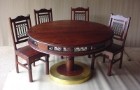 Sheesham Wood Takhat Design Pedastal Dining Table with Chairs