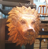 Mango Wood Lion Head Wall Decoration