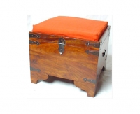 SHEESHAM WOOD OTTOMAN BOX WITH CUSHION