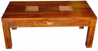 SHEESHAM WOOD COFFEE TABLE WITH STONE TILE
