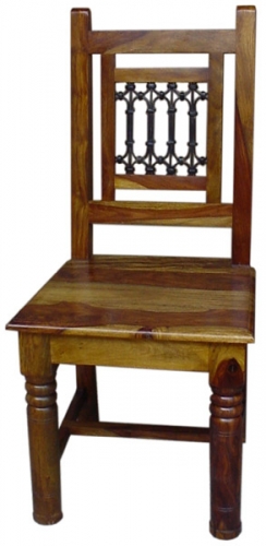 INDIAN SHEESHAM WOOD JALI CHAIR ROUND LEG