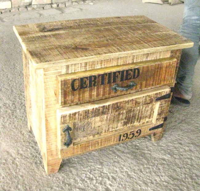 Reclaimed Wood Chic Bed Side Cabinet