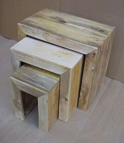 Mango Wood Cube Nest Stool