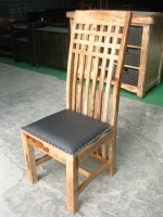 Sheesham Wood Cross Desing Chair With Leather Seat