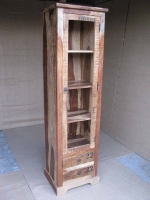 Sheesham Wood Vintage Glass Door Cabinet