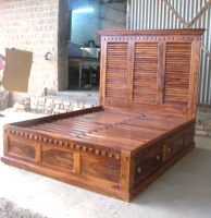 Sheesham Wood Shutter Design Bed
